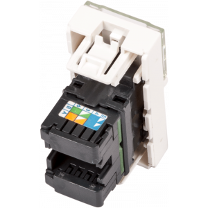 Вставка Mosaic 22.5x45, RJ-45 UTP, кат.6, со шторкой и увеличенным окном маркировки, белая